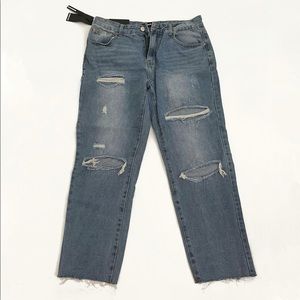 Light wash straight leg jean